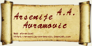 Arsenije Avramović vizit kartica